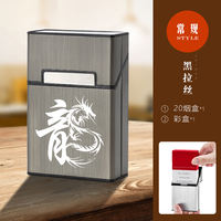 20-pack aluminum alloy thick cigarette box for men, portable high-end, flip lid, soft and hard package, pressure-resistant and moisture-proof, personalized cigarette box with empty box thumbnail 3