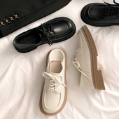 粗跟单鞋 真皮英伦风小皮鞋 女厚底日系jk制服学生乐福鞋 女两穿系带
