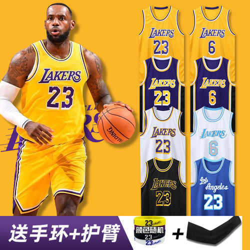 詹姆斯球衣湖人队儿童套装运动