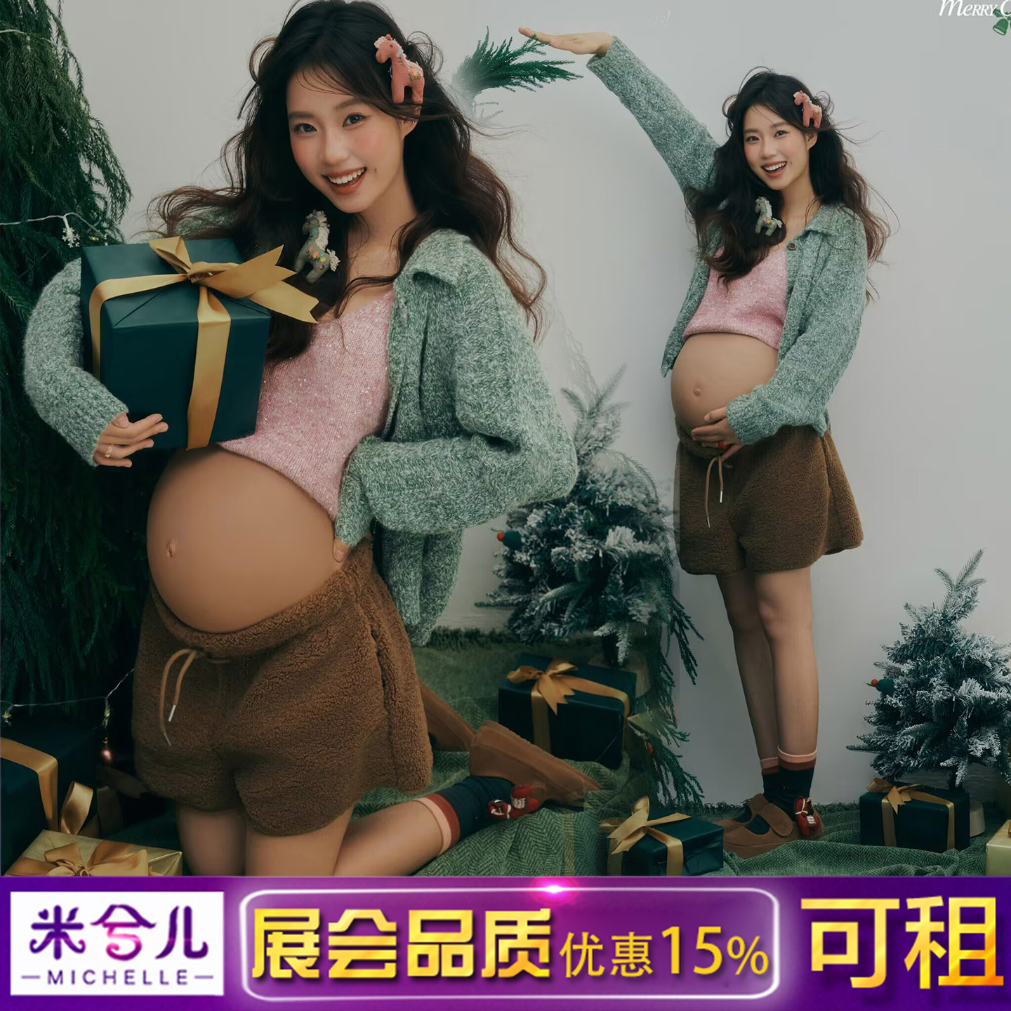 圣诞新款孕妇拍照服装慵懒毛衣