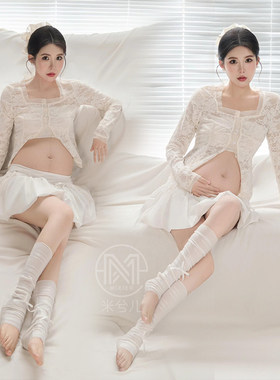 孕妇拍照服装芭蕾居家服蕾丝上衣