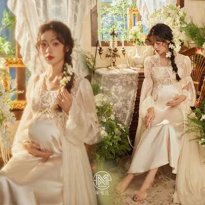 白色森系仙儿吊带裙孕妇拍照服