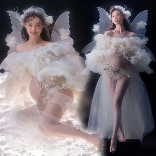 2340展会新款 花朵精灵网纱礼服裙出租赁 影楼孕妇拍照摄影孕姿服装