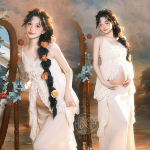 复古宫廷油画风公主裙影楼孕姿服出租 法式 3154新款 孕妇拍照服装