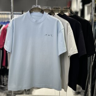 CYC潮牌美式 男极简风印花宽松落肩情侣T恤8826 高街小领口重磅短袖