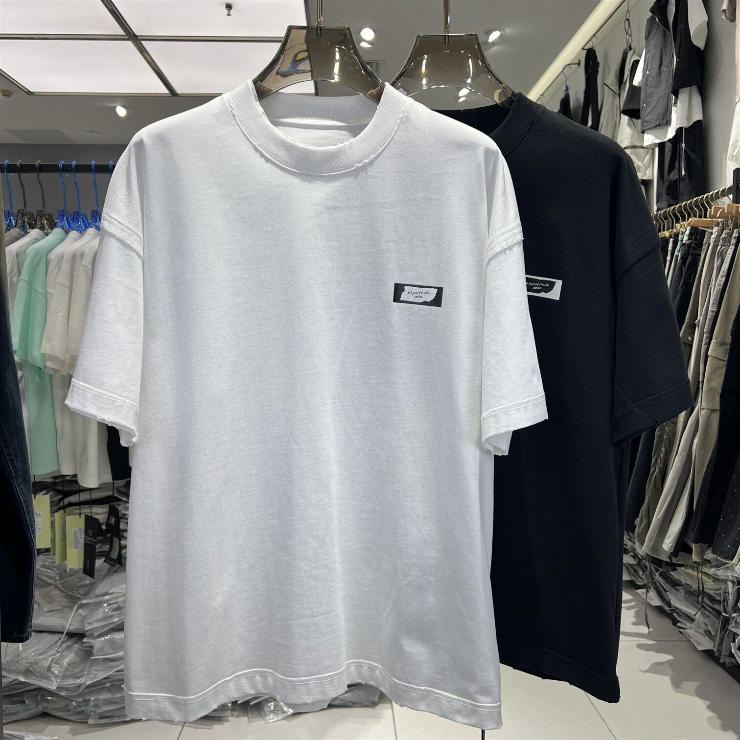 实体店26夏季新款男士阔版纯棉短袖美式字母印花毛边破洞T恤8809