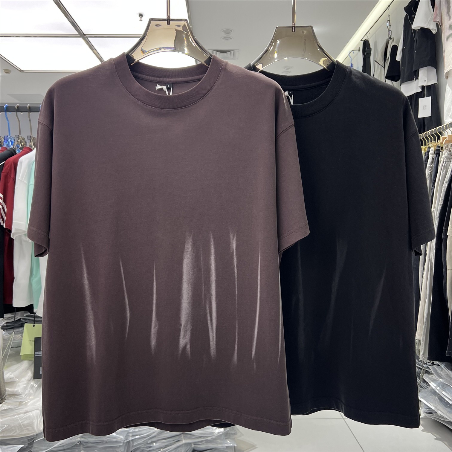 实体店26夏季男士短袖T恤抓痕印花重磅纯棉宽松阔版圆领短袖3095