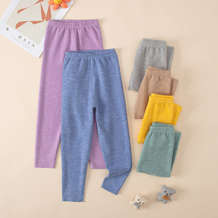 儿童保暖裤羊绒蚕丝男童秋裤无骨内穿女童加绒男孩打底裤薄绒裤子