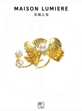 MAISON LUMIERE美颂之光 雅善蝴蝶兰双圈双指开口戒指 新中式原创