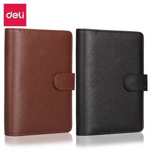 得力随身活页笔小记本文具AA5商务办公会记录工作硬皮6可拆卸记事