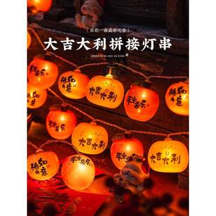 新年装 饰2灯025春灯过MSQ年气氛灯福字柿子笼彩闪灯串节灯蛇年氛