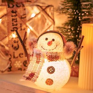 L子ED饭耶诞发光雪人电蜡烛布灯摇摆头厅置ins道具节KEL日伴手礼
