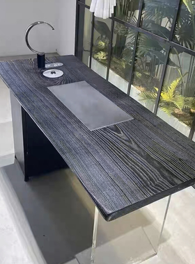 碳化松木板桌板侘寂风桌面板黑色原木板设计师餐桌书桌实木板