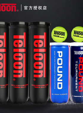 Teloon天龙网球POUND专业比赛用球成人训练球高弹耐打有压罐装3/4