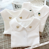 百搭纯棉儿童衬衣长袖 中小童白色衬衫 T恤 2025春秋新款 女童打底衫