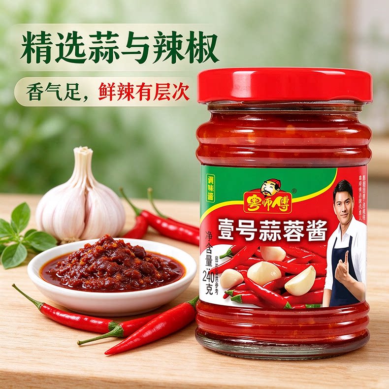 粤师傅桂林蒜蓉拌面酱辣椒酱饺子