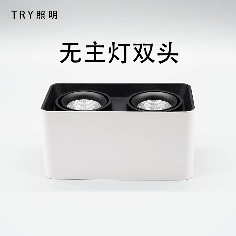 双头明装射灯led吸顶式无主灯照明设计客厅免开孔cob斗胆灯双筒灯