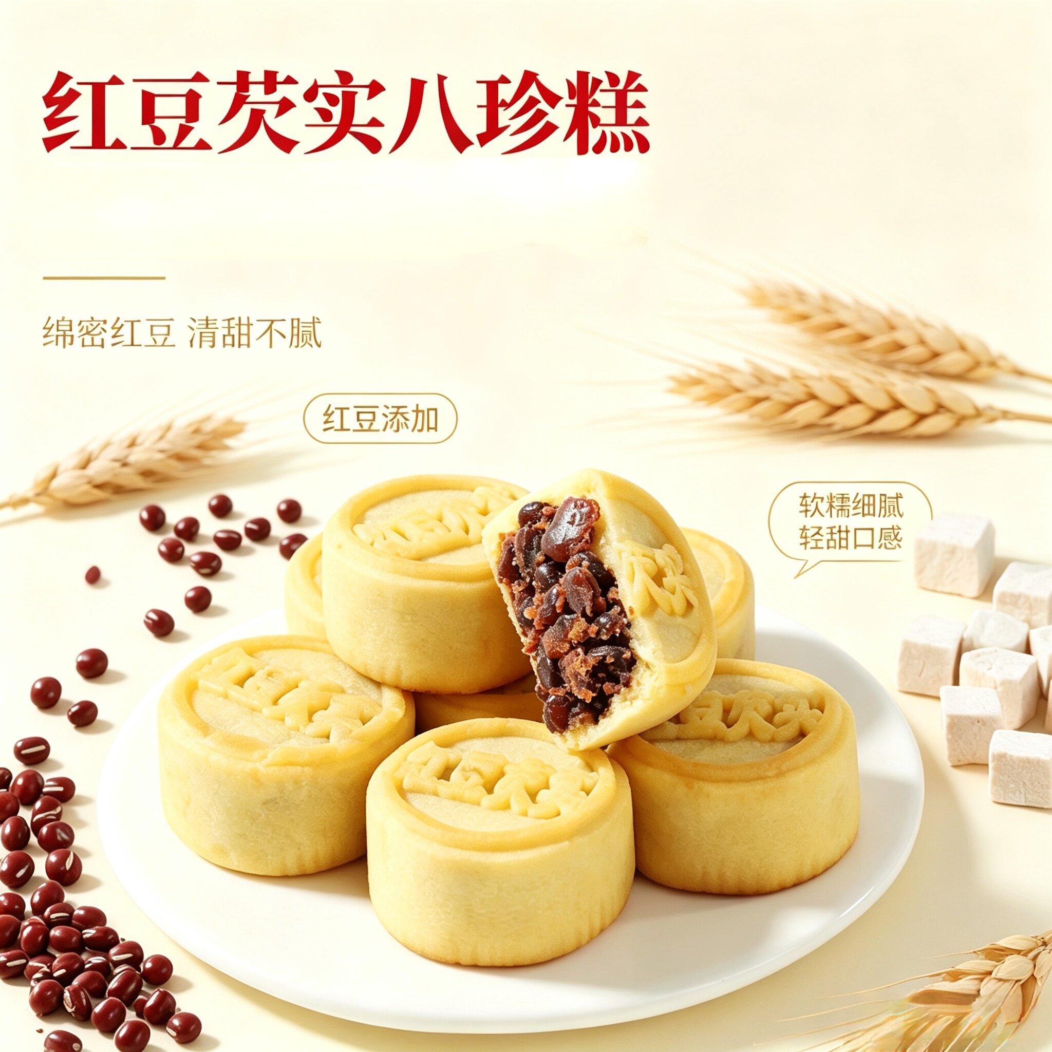 无糖红豆茨实糕健康零食传统中式中式糕点/新中式糕点