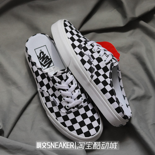 vans黑白棋盘格半拖夏季帆布板鞋