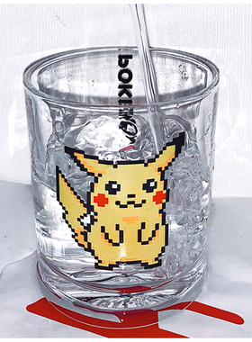 Pikachu皮卡丘耿鬼玻璃杯宠物小精灵像素风杯 杰尼龟小火龙玻璃杯