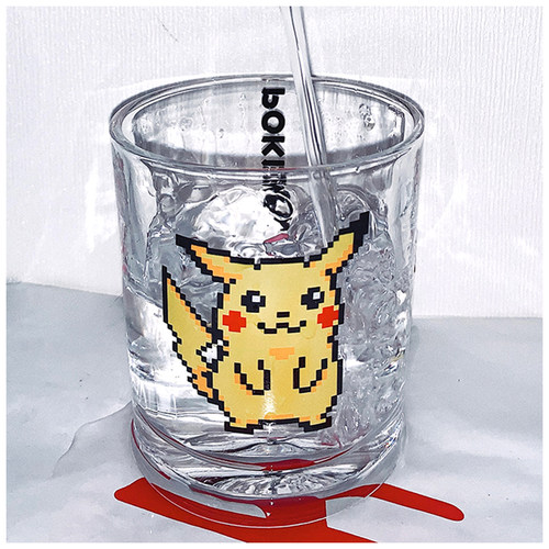 pikachu耿鬼像素风小火龙玻璃杯