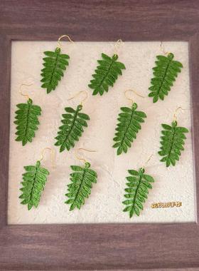 精品叶子耳环蕾丝线小众