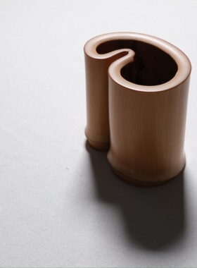 山宁竹舍 清水精品竹器 异形玉竹糖化料笔筒文房摆件