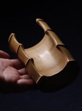 山宁竹舍 清水精品竹器 落款件 气节精品玉竹茶则把件