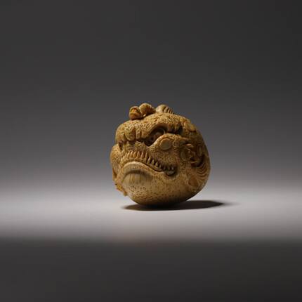 山宁竹舍 精工手作竹根雕灯笼鱼把件