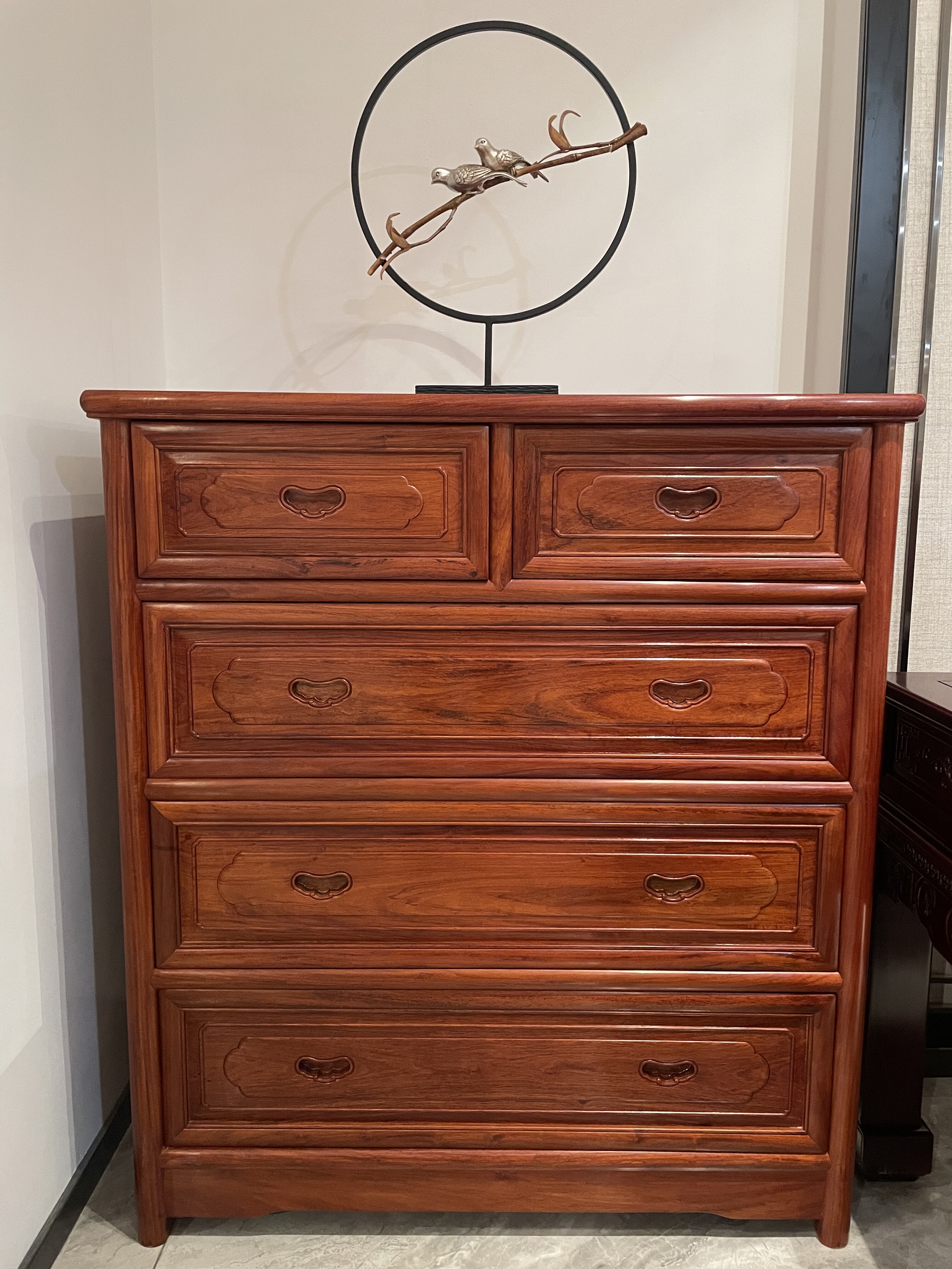 红木家具大果紫檀五斗柜中式实木储物柜客厅收纳柜卧室抽屉柜