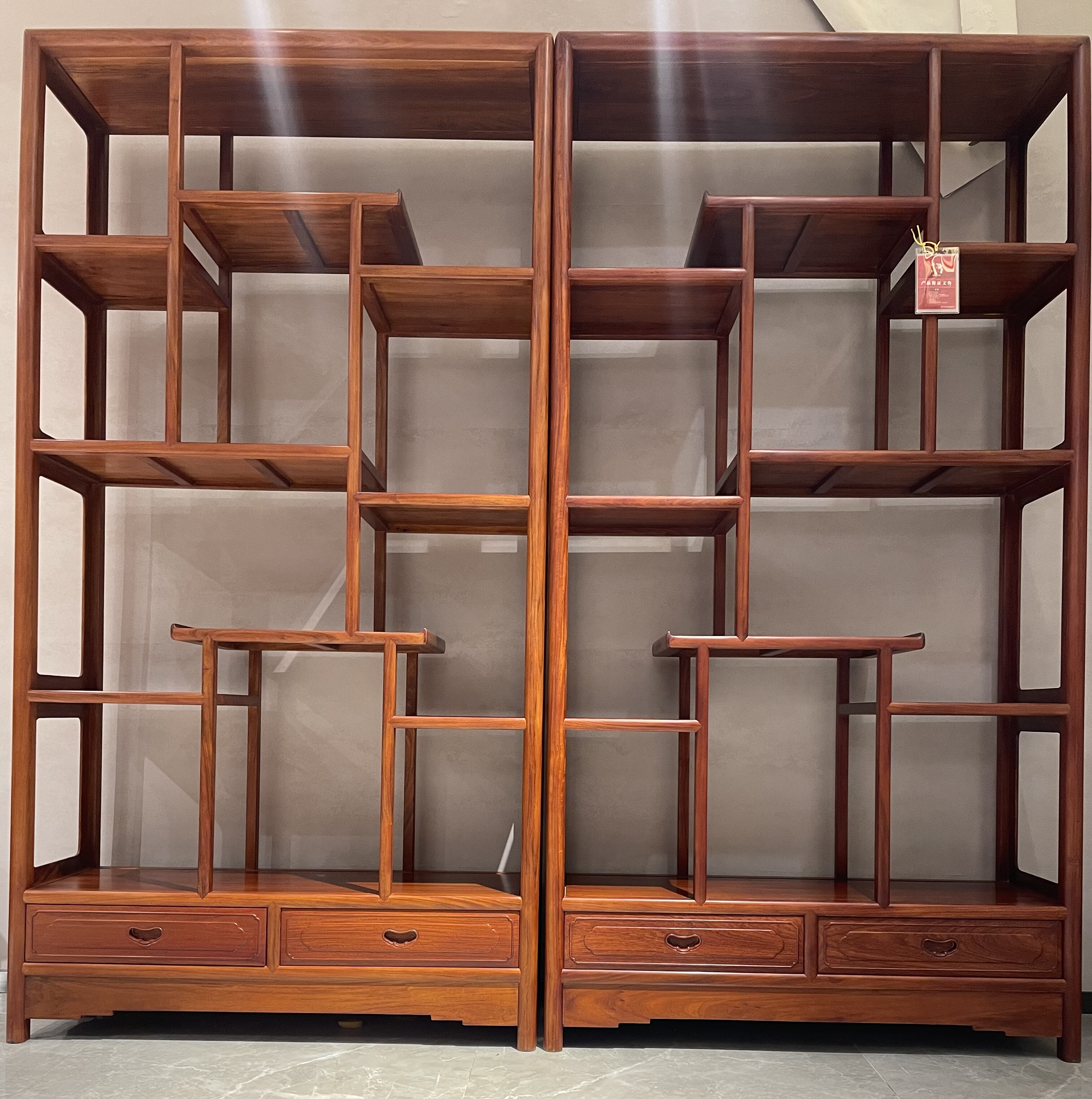 红木家具缅甸花梨木博古架实木中式大果紫檀多宝阁摆件隔断古董架