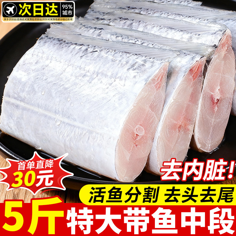 带鱼新鲜冷冻带鱼段刀鱼中段特级大无冰东海小眼海鲜商用整箱10斤