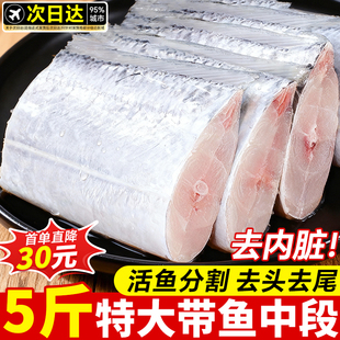 带鱼新鲜冷冻带鱼段刀鱼中段特级大无冰东海小眼海鲜商用整箱10斤
