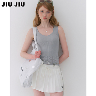 JIUJIU设计感刺绣镂空针织背心女夏季 显瘦修身 短款 上衣 2026新款