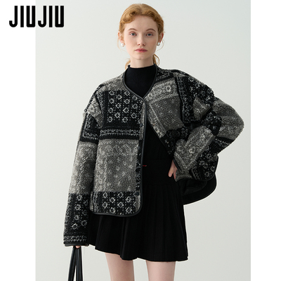 JIUJIU复古加厚保暖羽绒服女2025冬季新款设计感宽松羊羔毛外套