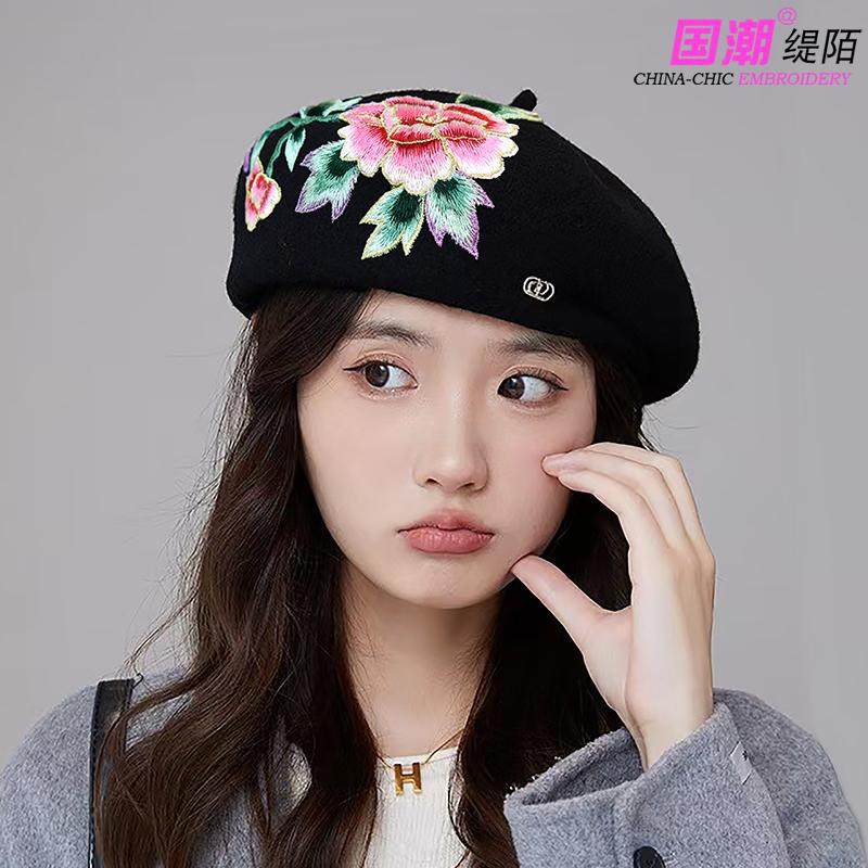 2025新款羊毛呢贝雷帽女士秋冬显脸小蓓蕾帽气质复古百搭画家帽子