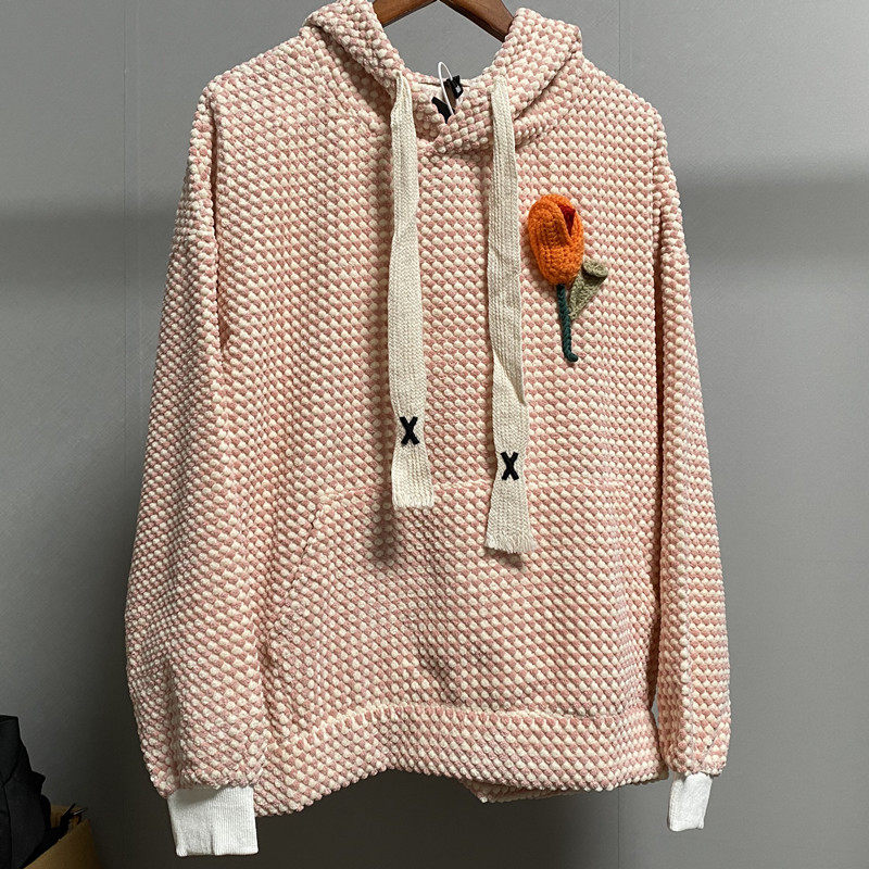 男女同款情侣款雪尼尔连帽卫衣短款