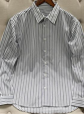 日单男士竖条纹长袖衬衫25657