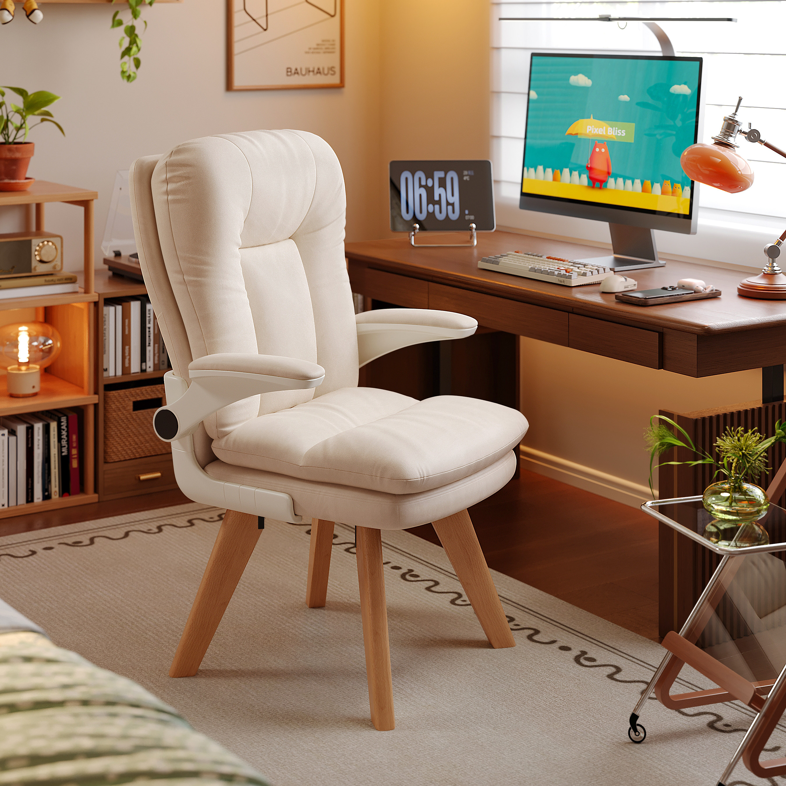现代简约实木电脑椅可旋转化妆椅家用沙发椅舒适久坐书房椅子,住宅家具,电脑椅,淘宝优惠券,粉丝福利购,淘宝优惠卷