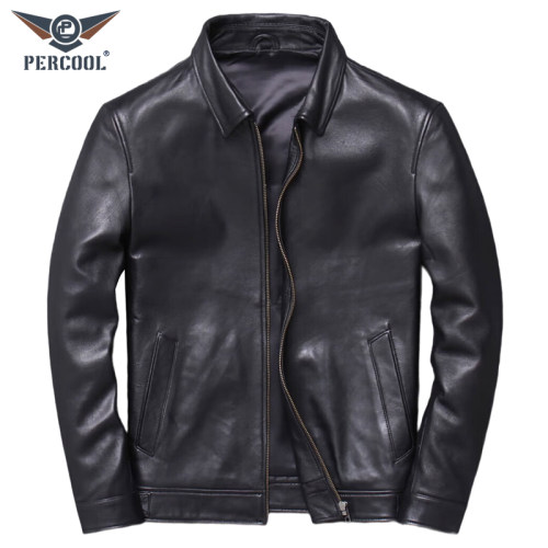 PERCOOL休闲男士绵羊皮真皮皮衣