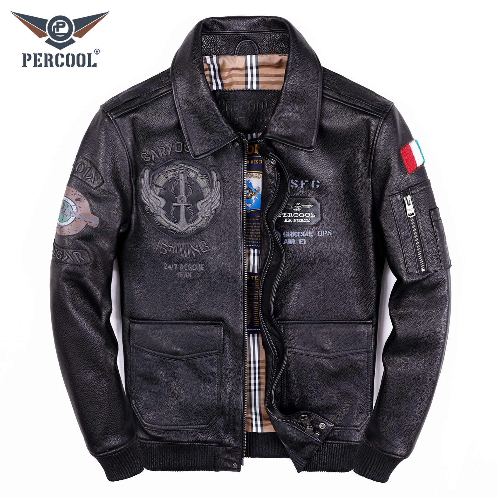 欧美馆飞行服真皮皮衣头层牛皮男士翻领皮夹克帅气百搭机车服外套