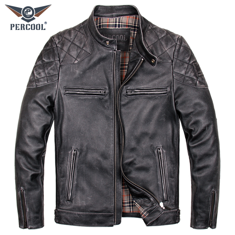PERCOOL欧美风男士真皮皮衣