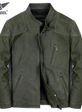 新款毒液RRL真皮皮衣头层牛皮男士修身短款机车夹克秋冬立领外套