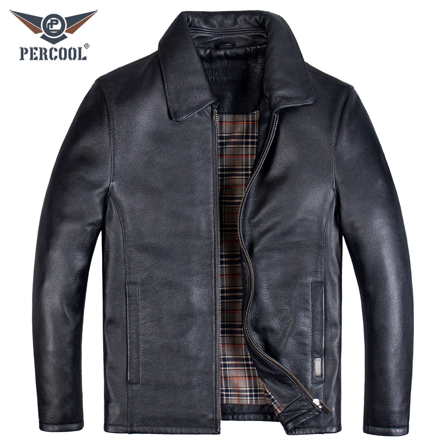 秋冬真皮皮衣中年男装头层厚牛皮商务休闲翻领皮夹克短款单皮外套