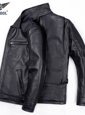 引爆者2代真皮皮衣修身机车头层牛皮男士休闲翻领皮夹克短款外套