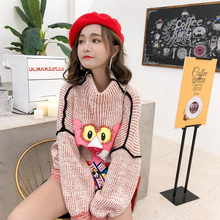短毛衣外套女潮牌 chic卡通钉珠高领宽松针织衫 欧洲站2019秋季 新款