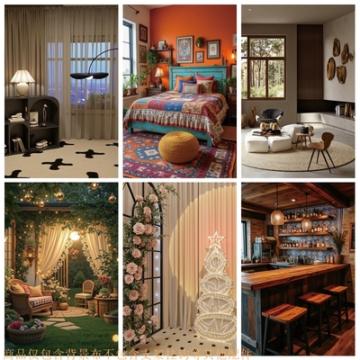 直播背景布温馨立体直播间装饰