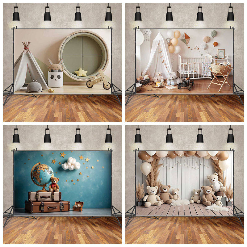 童装直播创意儿童生日拍照背景布影楼摄影简约百天宝宝拍摄墙布