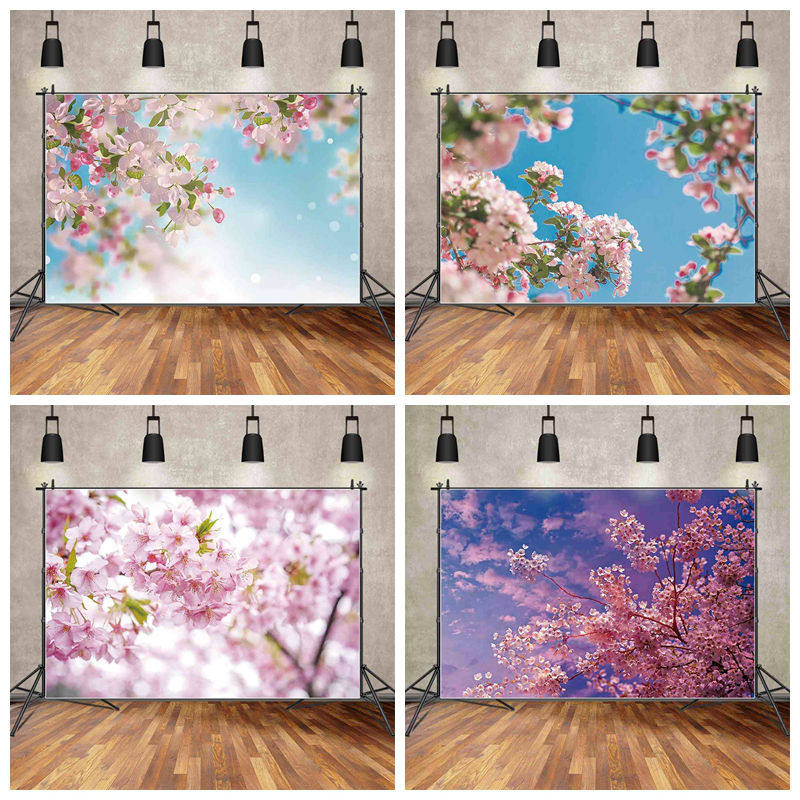 樱花背景布儿童成人写真直播挂布