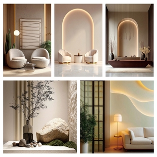 新款室内直播背景布高级感现代沙发直播间造景访谈间直播背景墙布